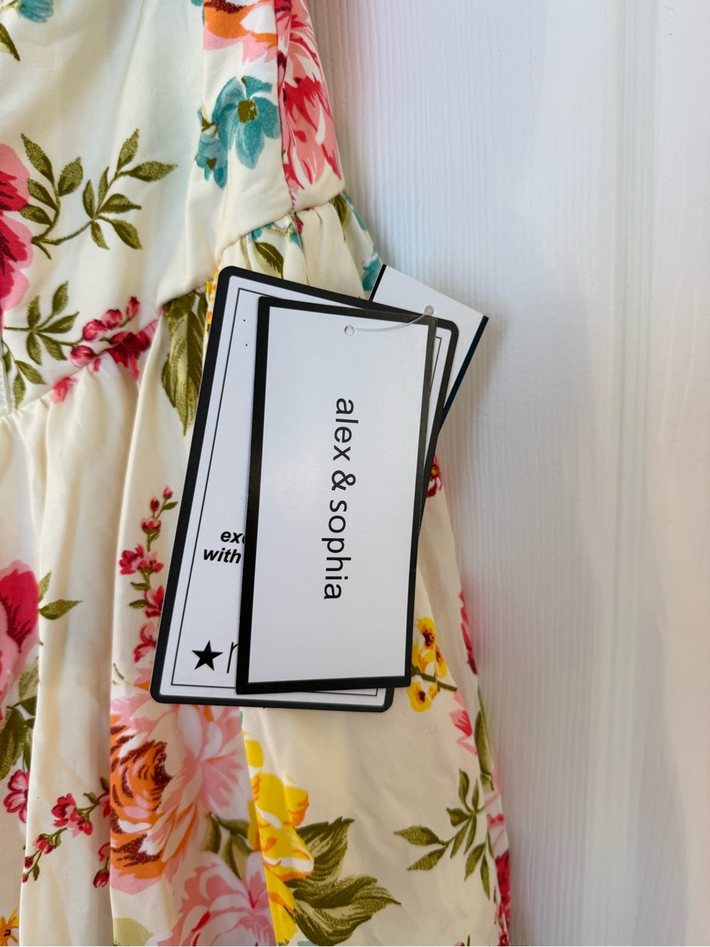Floral Cream Midi Dress with Pink & Yellow Blooms - Picture 2 of 8